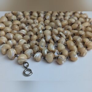 62" Antique Victorian 12mm Balamuti Mother of Pearl Chain - 150g - Rare Tan